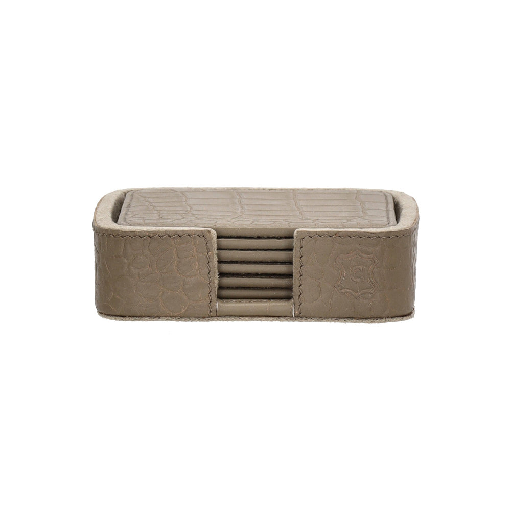Chamada Onderzetters - Carmen XS - Vierkant - Taupe Croco Leer