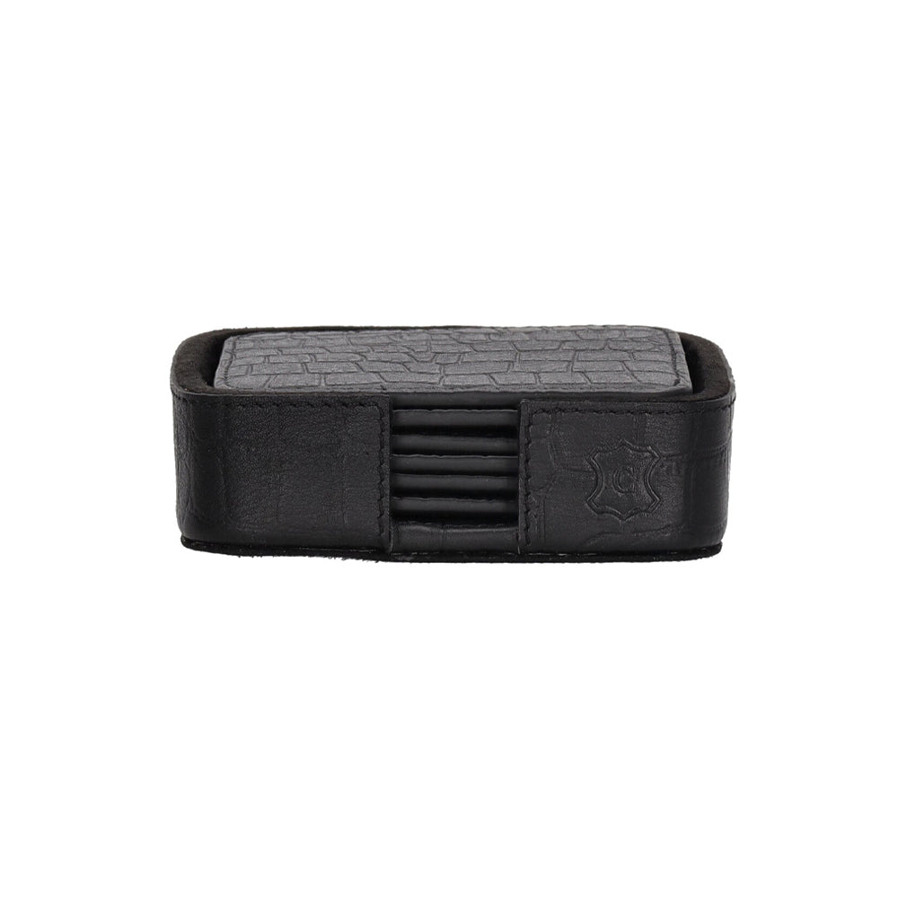 Chamada Onderzetters - Carmen XS - Vierkant - Zwart Croco Leer