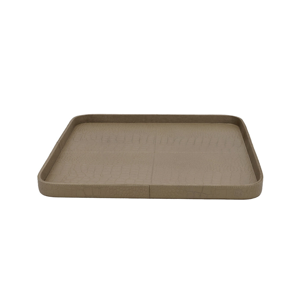 Chamada Plateau - Carmen M - Vierkant - Taupe Croco Leer