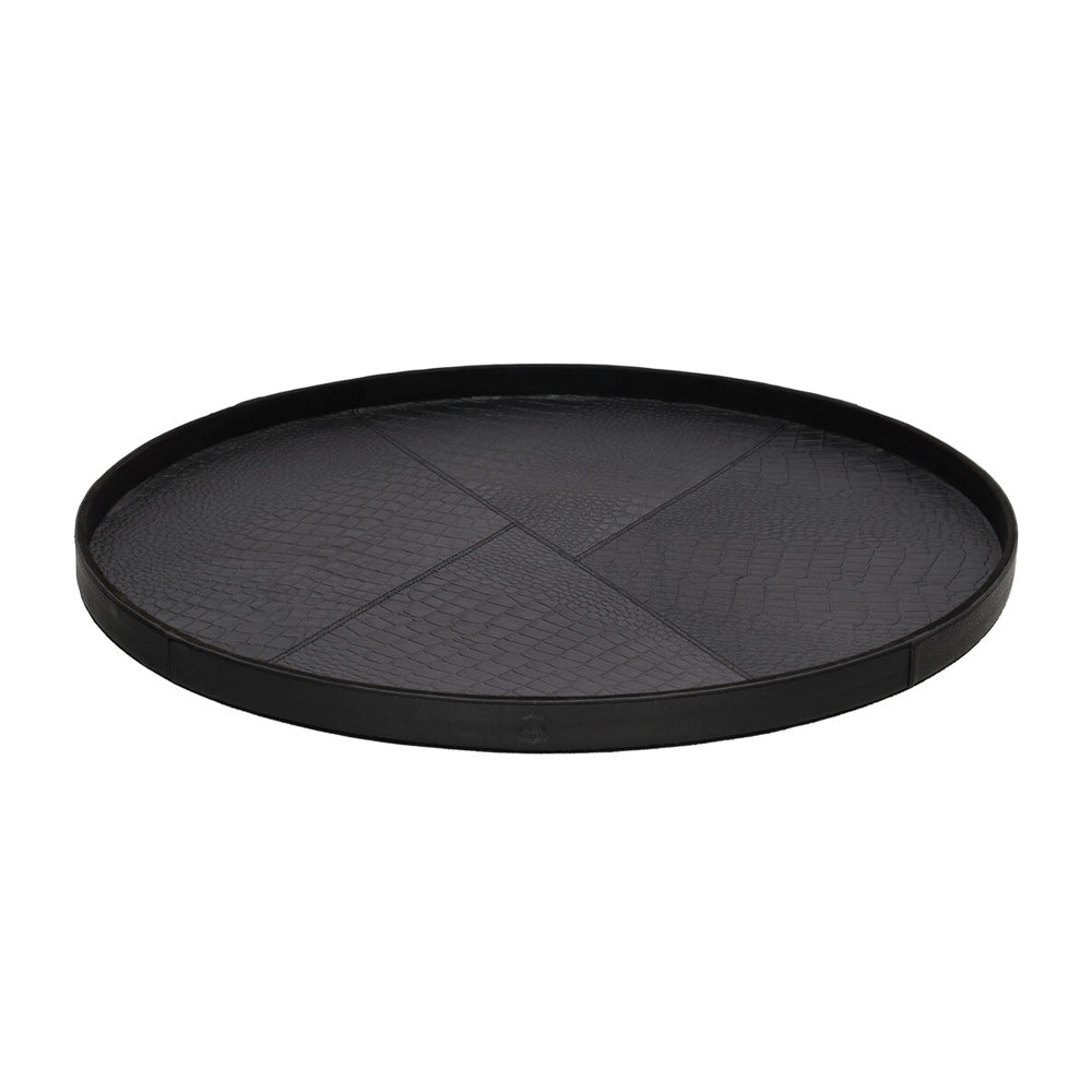Chamada Plateau - Merel L - Rond - Zwart Croco Leer