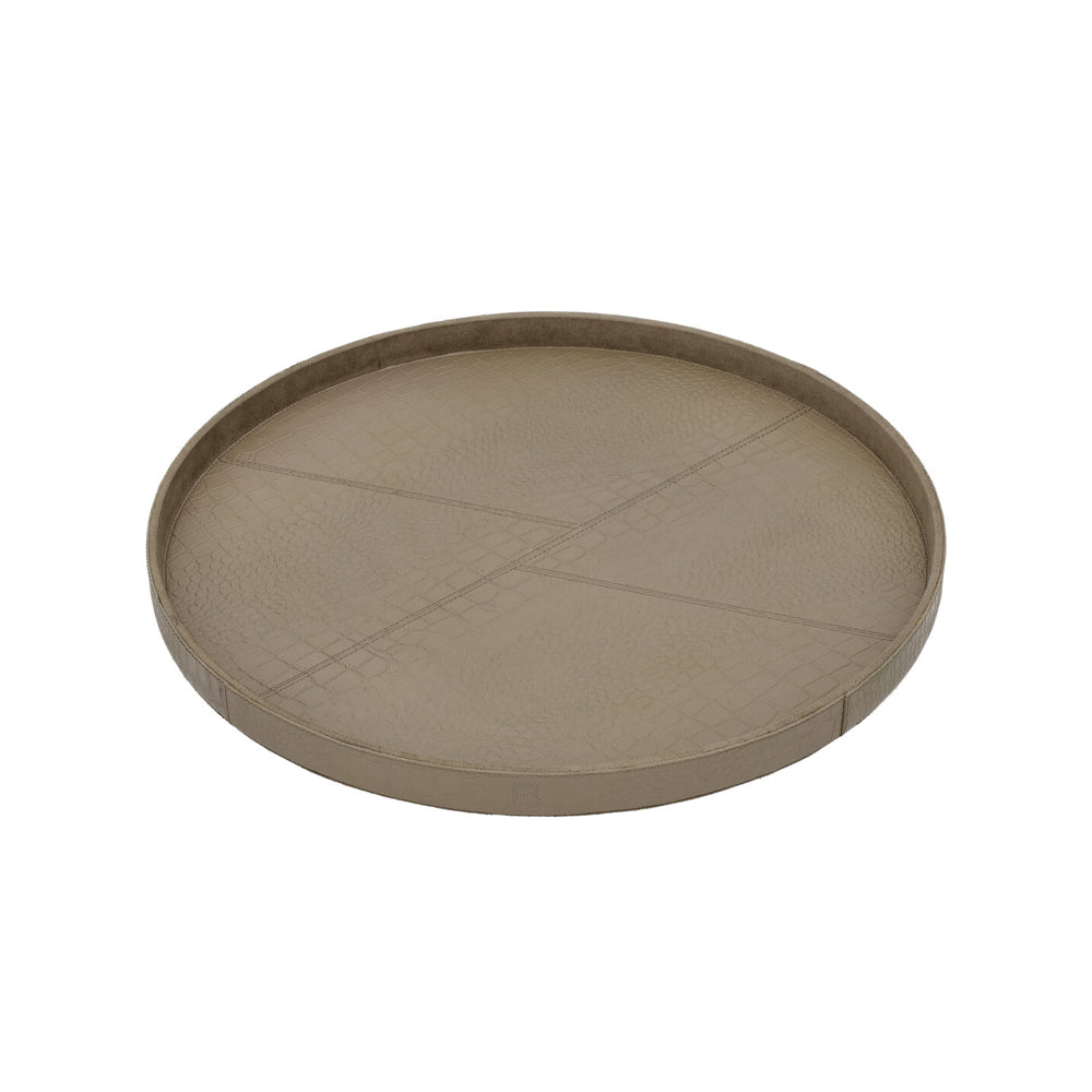Chamada Plateau - Merel M - Rond - Taupe Croco Leer