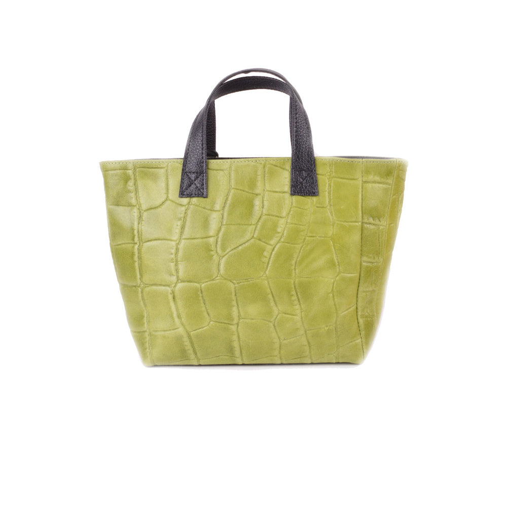 groene handtas van crocolook leer