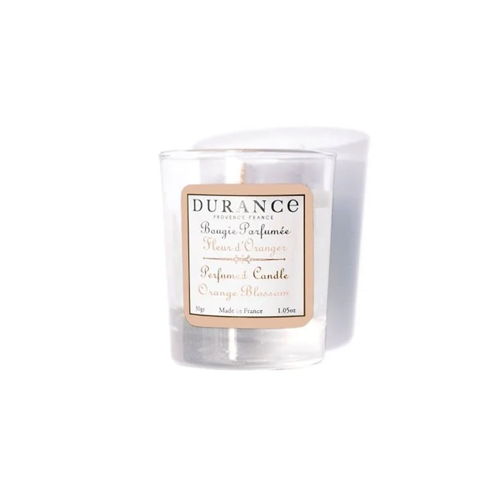 Durance mini geurkaarsje in de geur Orange Blossom.