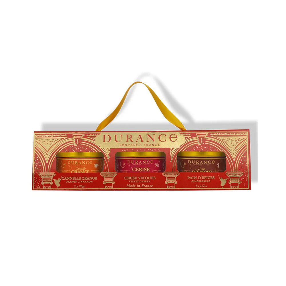 Durance - Triopack Geurkaarsen - Orange Cinnamon - Velvet Cherry - Gingerbread