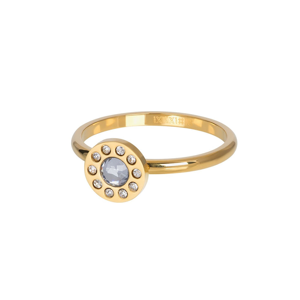 Goudkleurige IXXXI dames vulring met zilverkleurige zirconia steentjes.