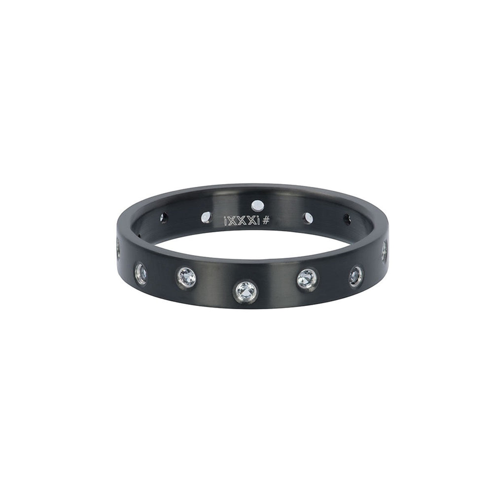 Zwarte IXXXI dames vulring met zilveren zirconia steentjes