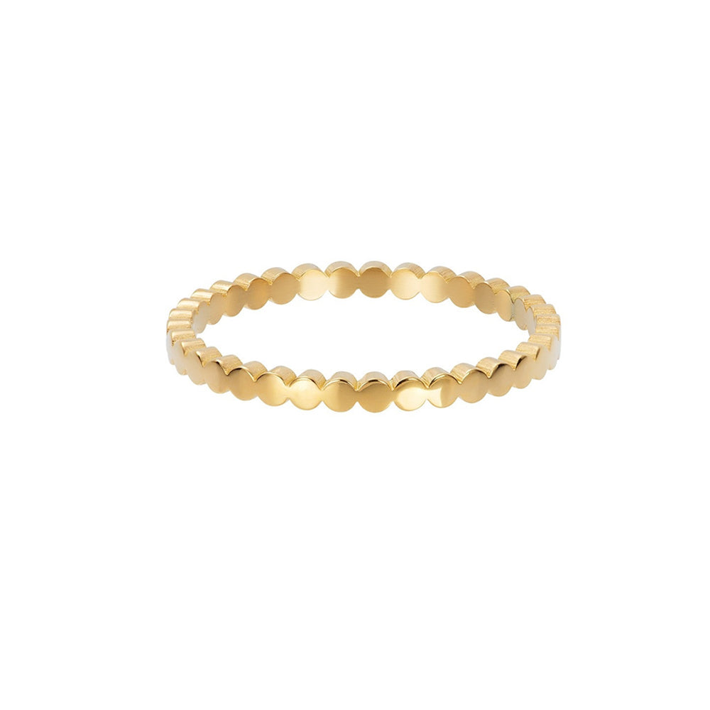 Goudkleurige IXXXI dames vulring met platte cirkels.