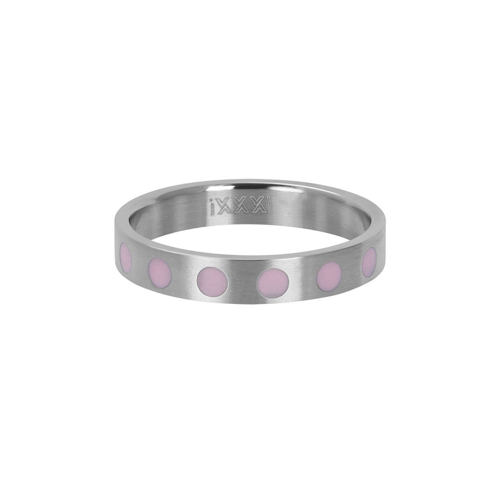 Zilverkleurige IXXXI dames vulring met roze stippen. 