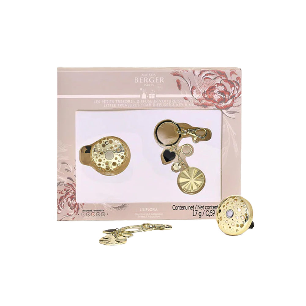 Lampe Berger - Giftset Autoparfum Ophelia - Inclusief Sleutelhanger - Gold