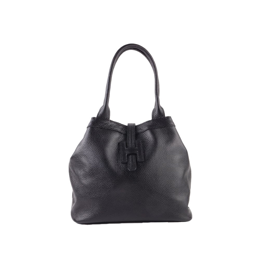 Lederen Handtas - H - Zwart