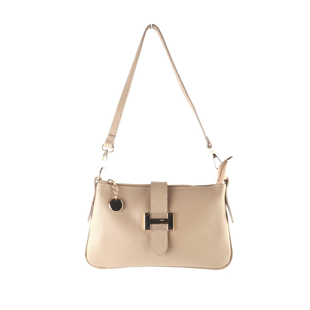 Lederen Schoudertas H - Licht Taupe