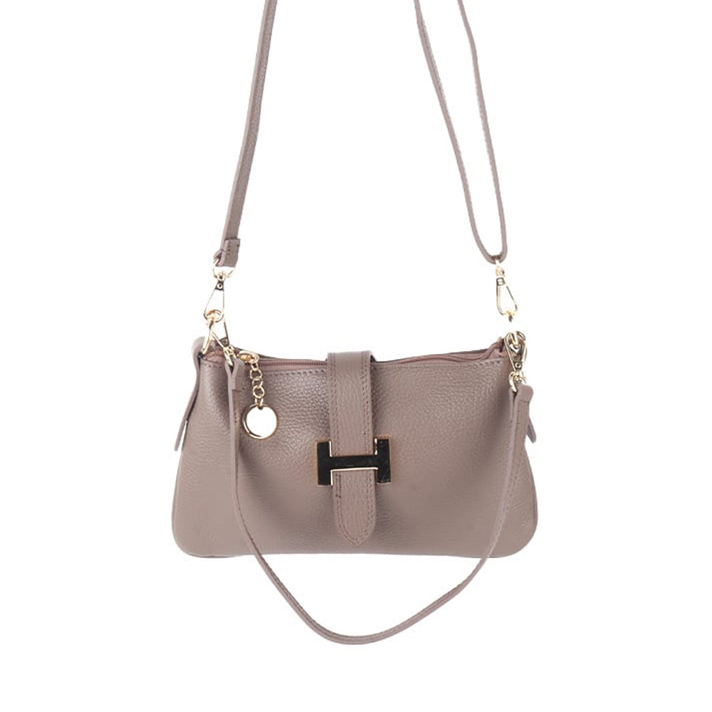 Lederen Schoudertas H - Taupe