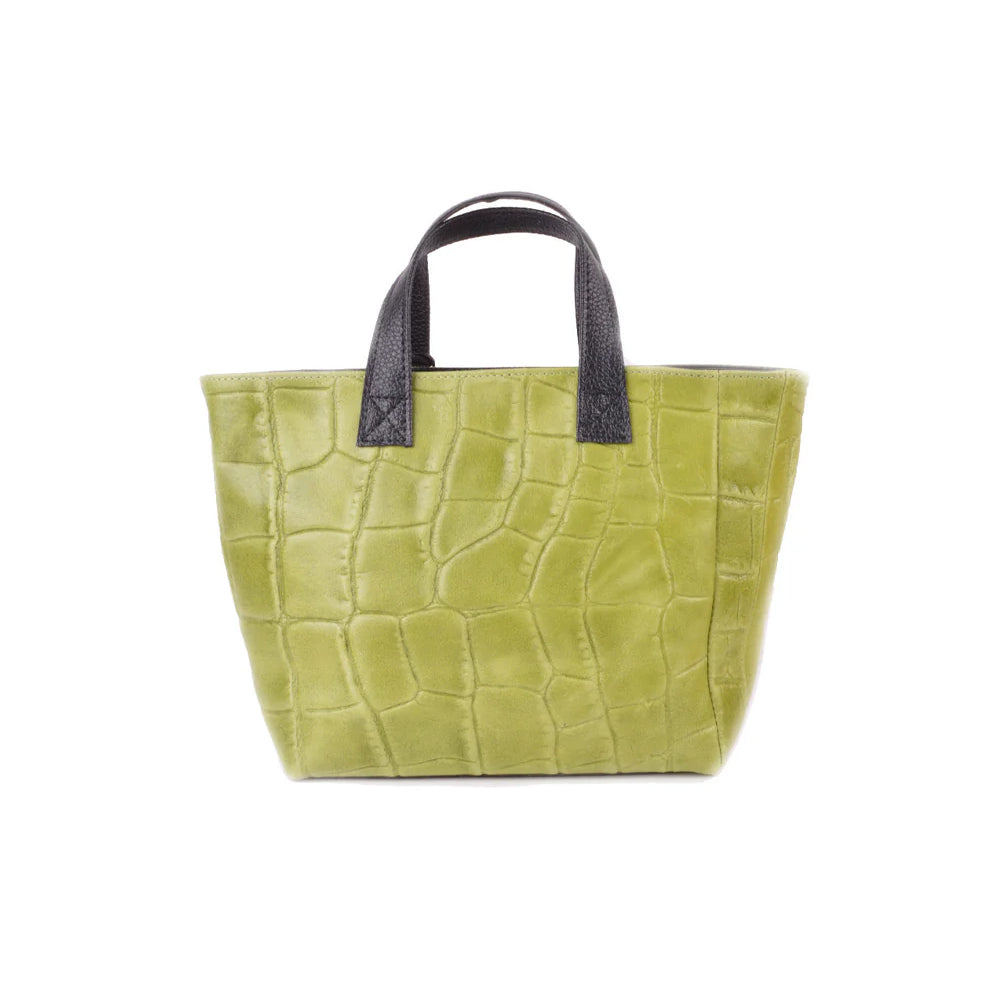 Lederen Croco Handtas - Groen
