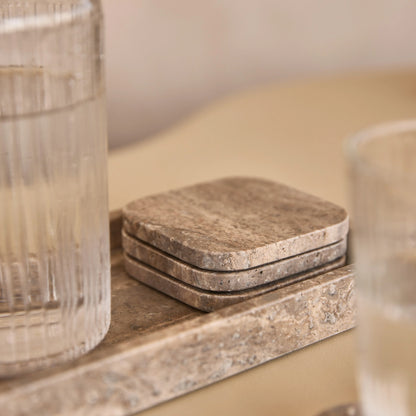 Marmeren Onderzetters - Titanium Travertin