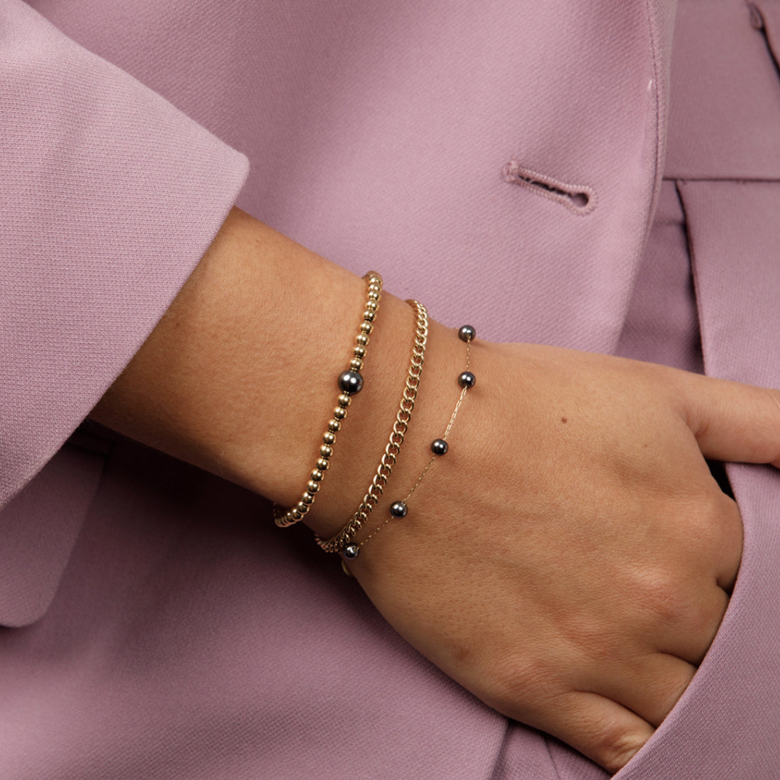 My Bendel - Kralen Armband Met Black Pearl