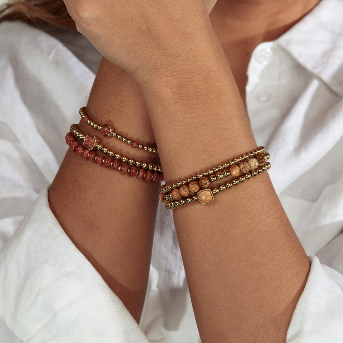 My Bendel - Gold Sand Stone Kralen Armband