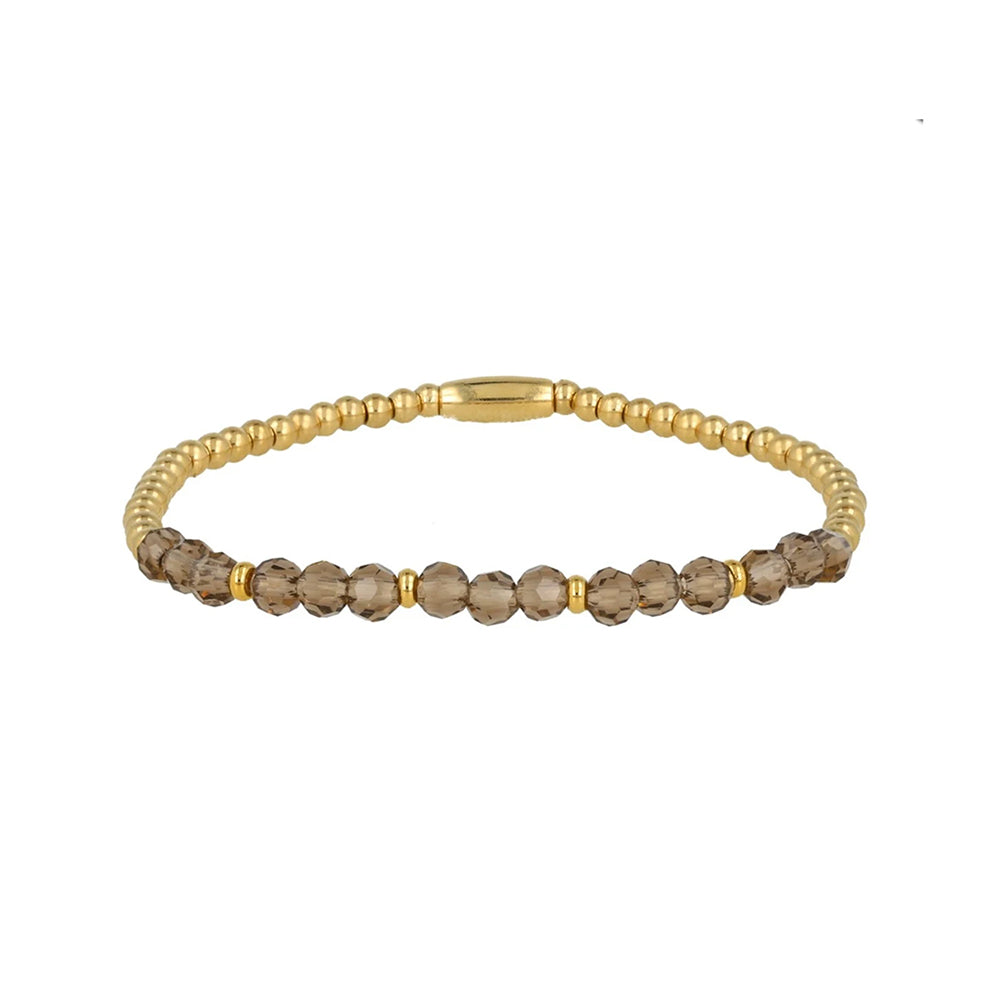 My Bendel - Gouden Kralen Armband Met Glas Kristallen