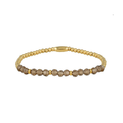 My Bendel - Gouden Kralen Armband Met Glas Kristallen