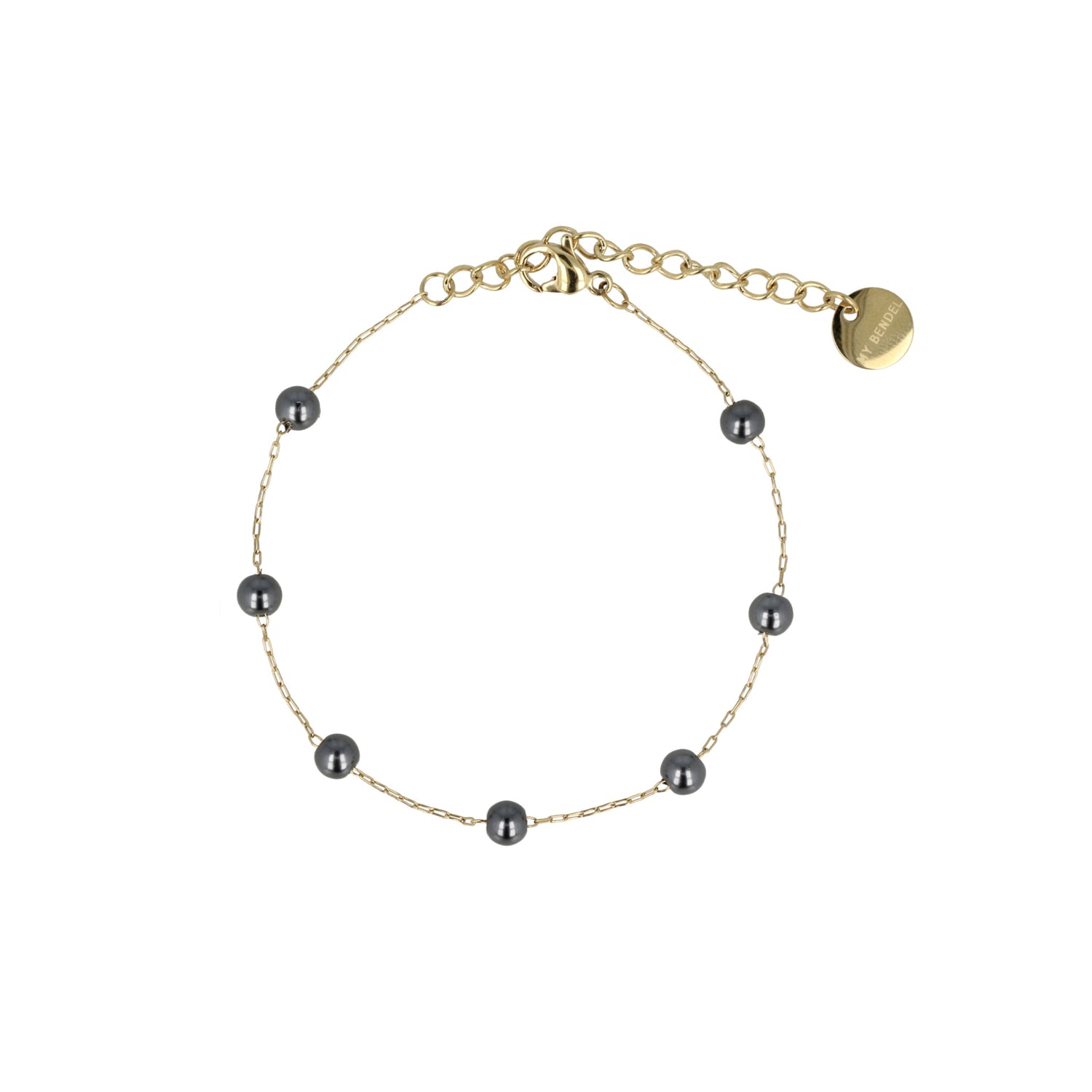 My Bendel - Schakel Armband Met Black Pearl Parels
