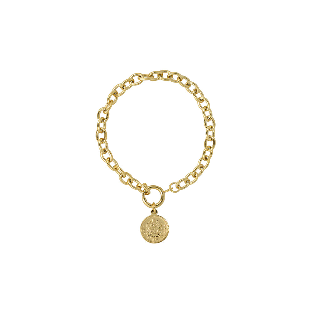 My Bendel - Gouden Schakel Armband Met Munt