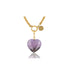 gouden ketting van my bendel met hartjes hanger van paarse amethist steen 