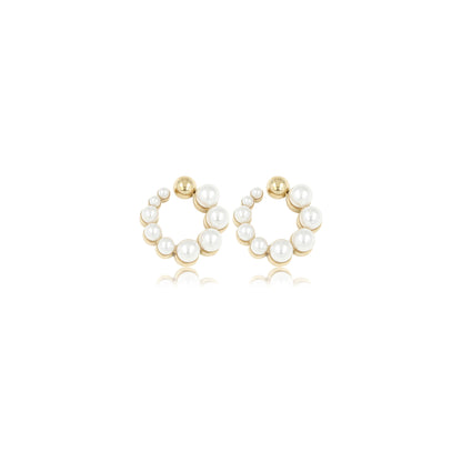 My Bendel - Kleine Gouden Oorbellen Met Witte Parels