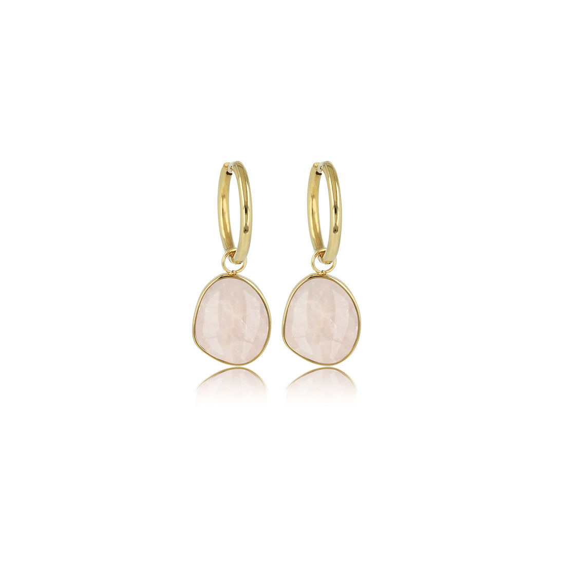 My Bendel - Klassieke Oorbellen Met Rose Quartz Edelsteen