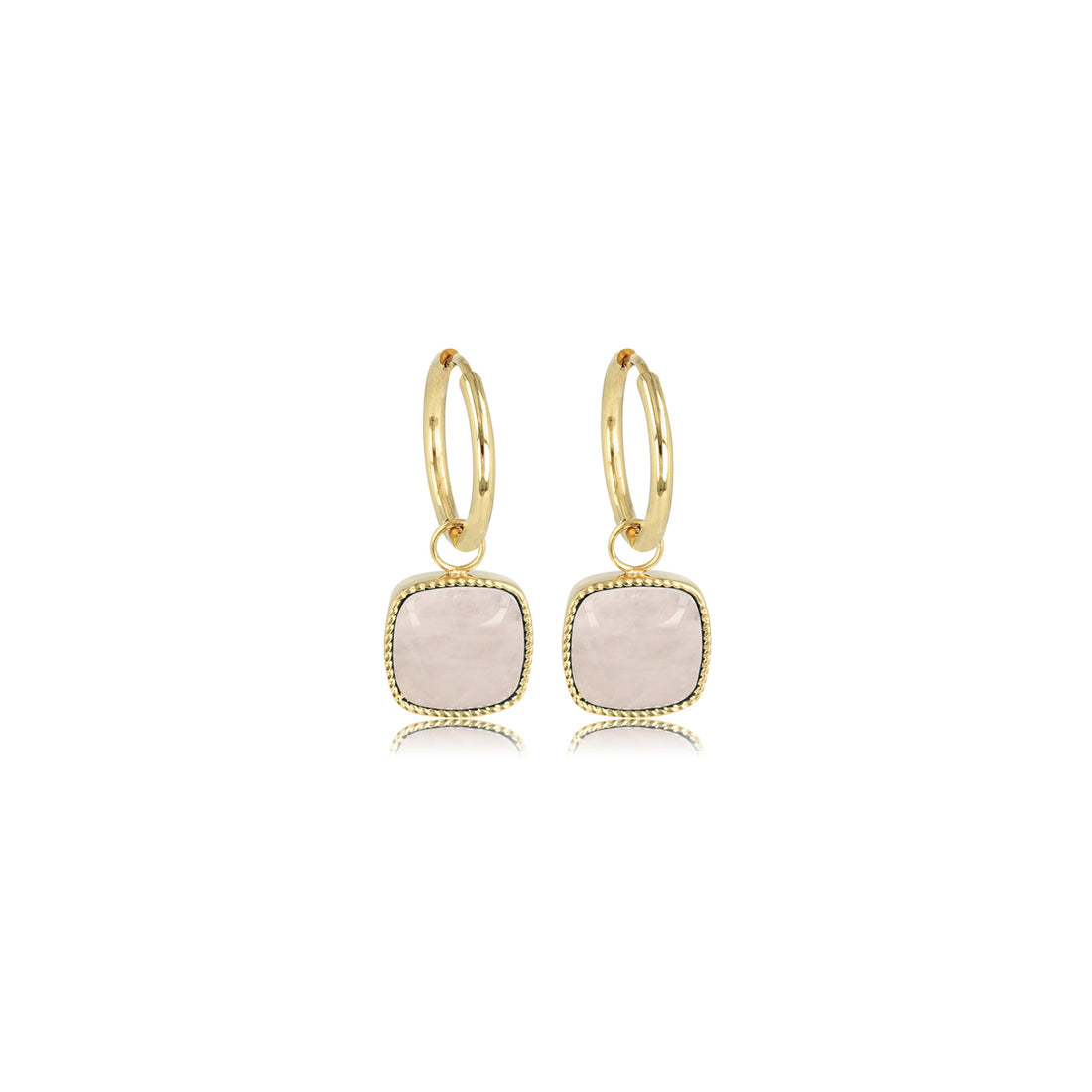 My Bendel - Oorbellen Met Rose Quartz Edelsteen