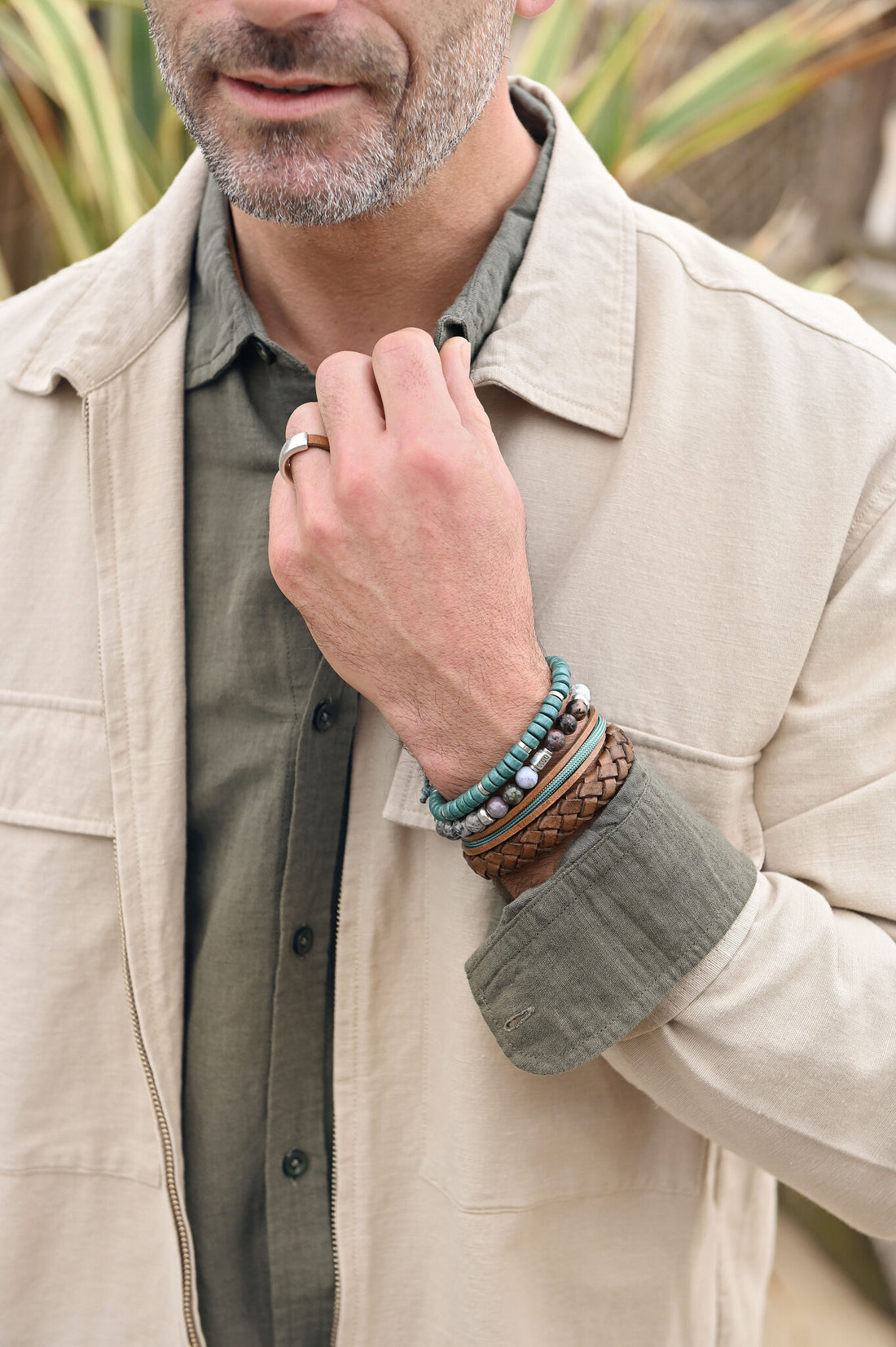 QOSS Heren Armband - Bart - Bruin Leer