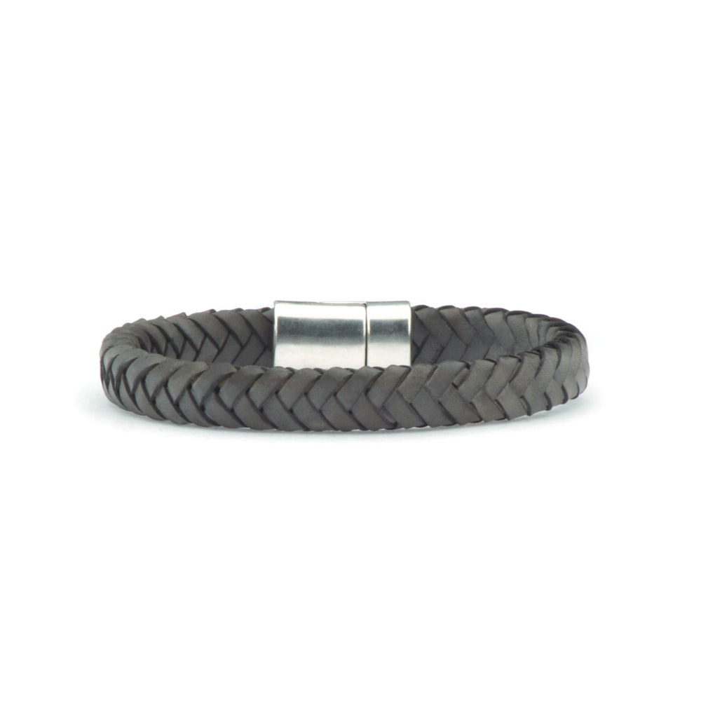 QOSS Heren Armband - Ed - Grijs Leer