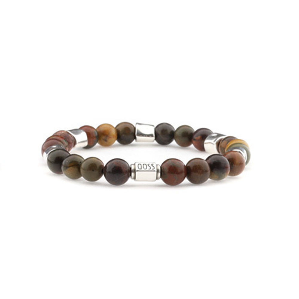 qoss heren armband bruine kralen