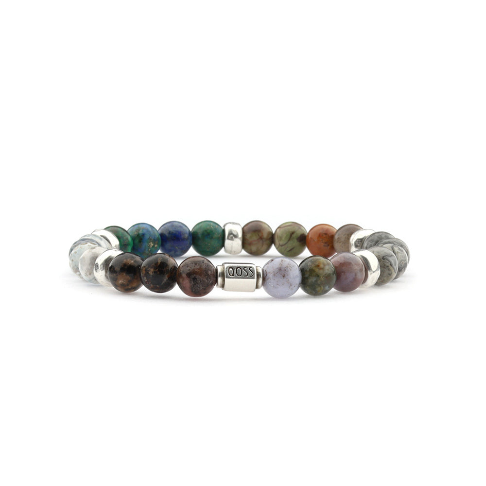 qoss herenarmband kralen meerkleurig met zilver