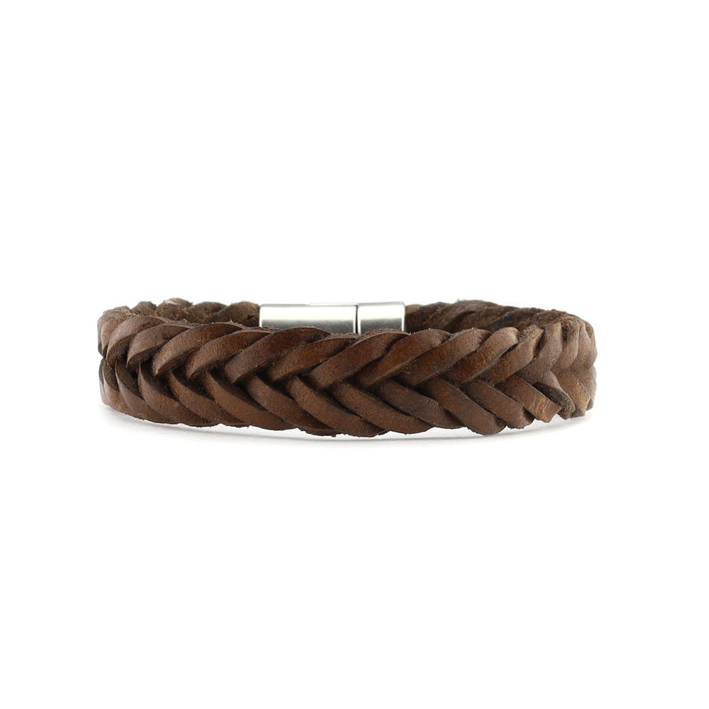 QOSS Heren Armband - Tom - Bruin Leer