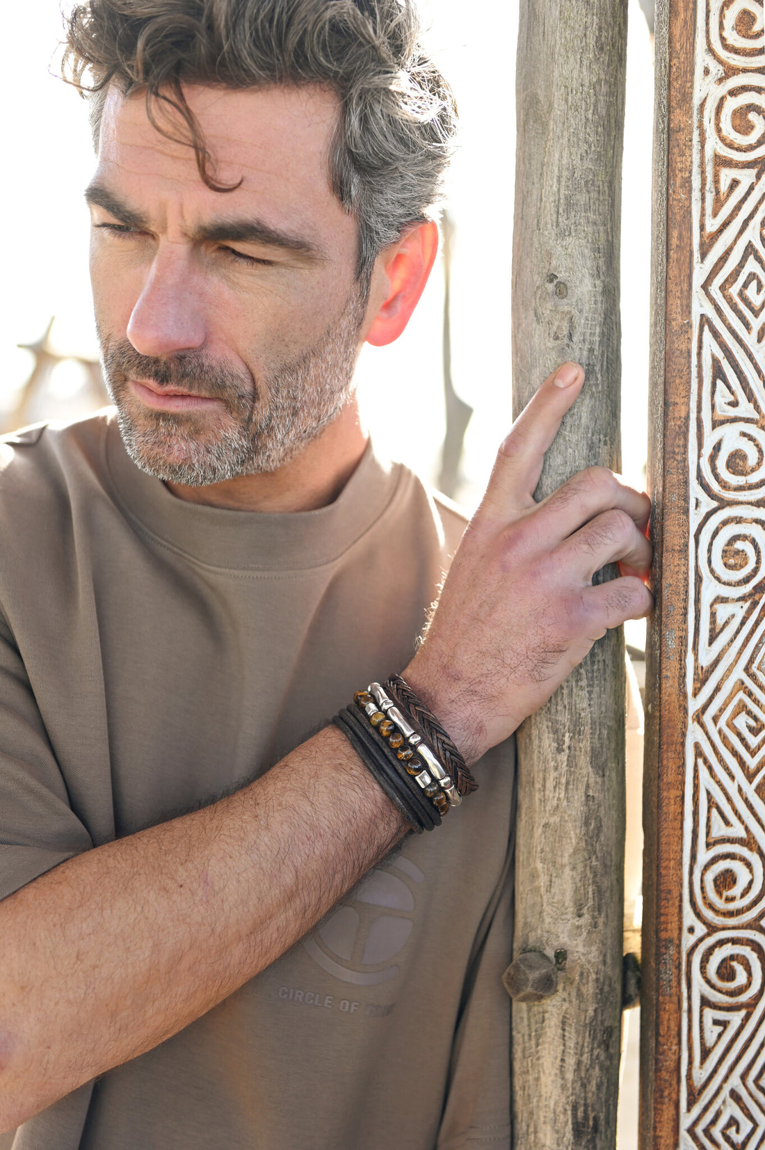 QOSS Heren Armband - Wout - Donkerbruin Leer