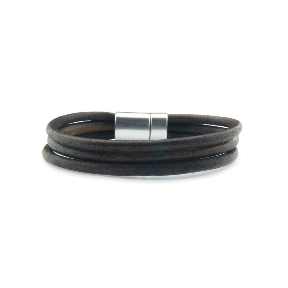 QOSS Heren Armband - Wout - Donkerbruin Leer