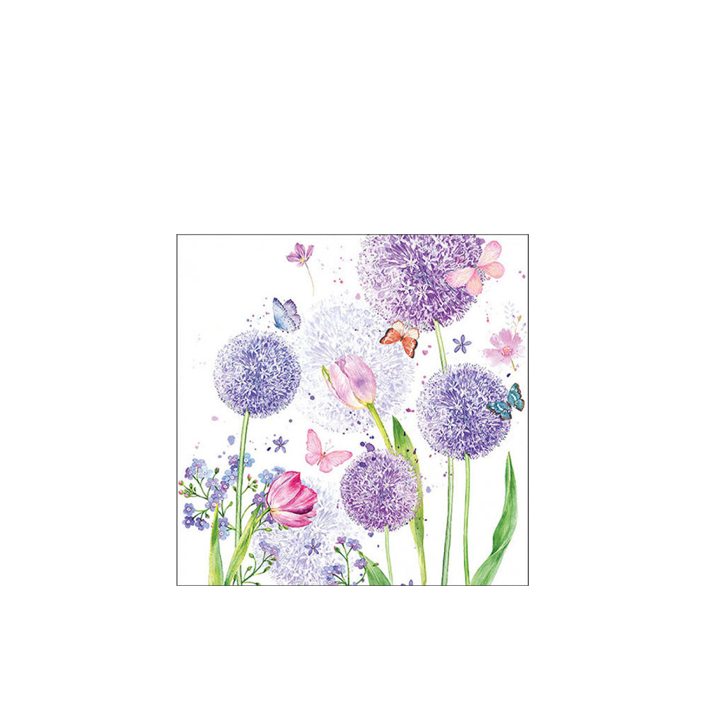 papieren servetten met paarse bloemen