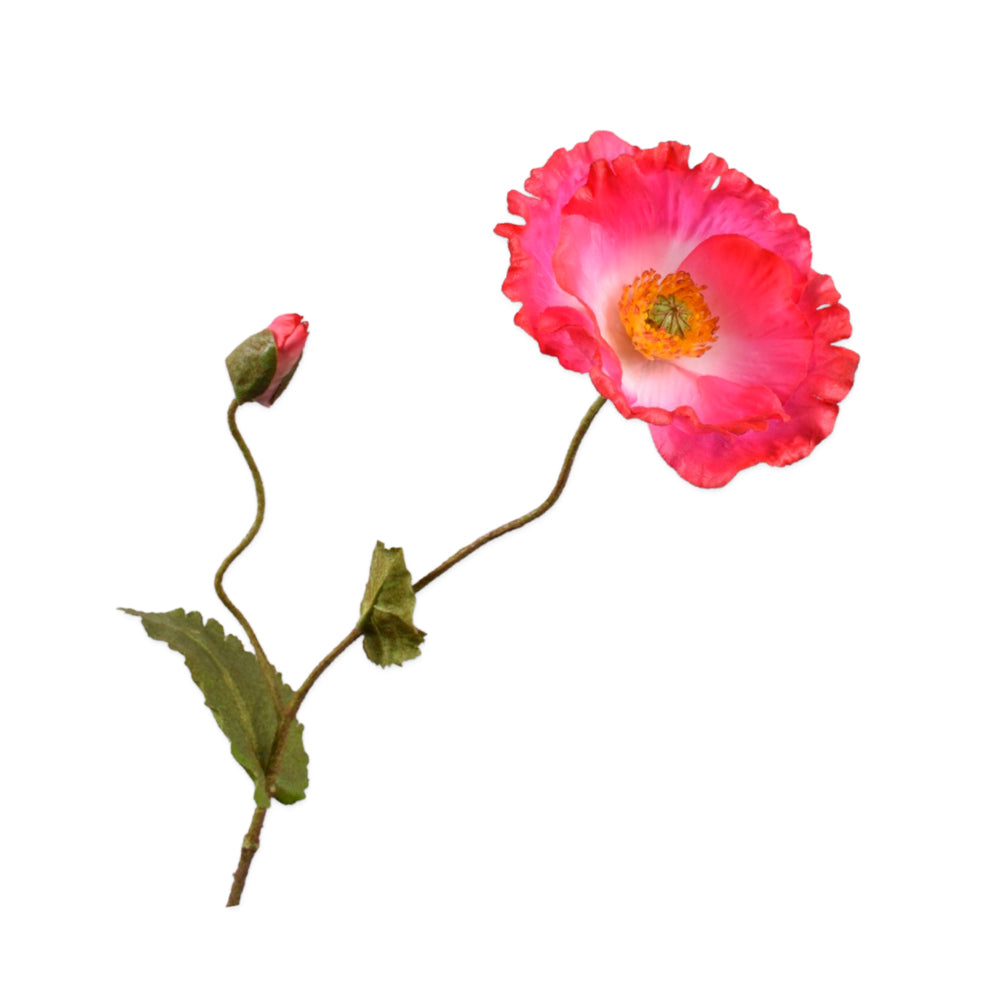 roze klaproos silkka - zijden bloemen