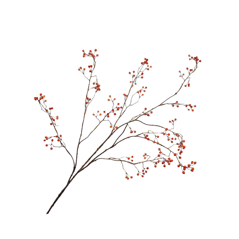 Zijden Bloemen - Silk-ka - Bessentak Oranje/Rood