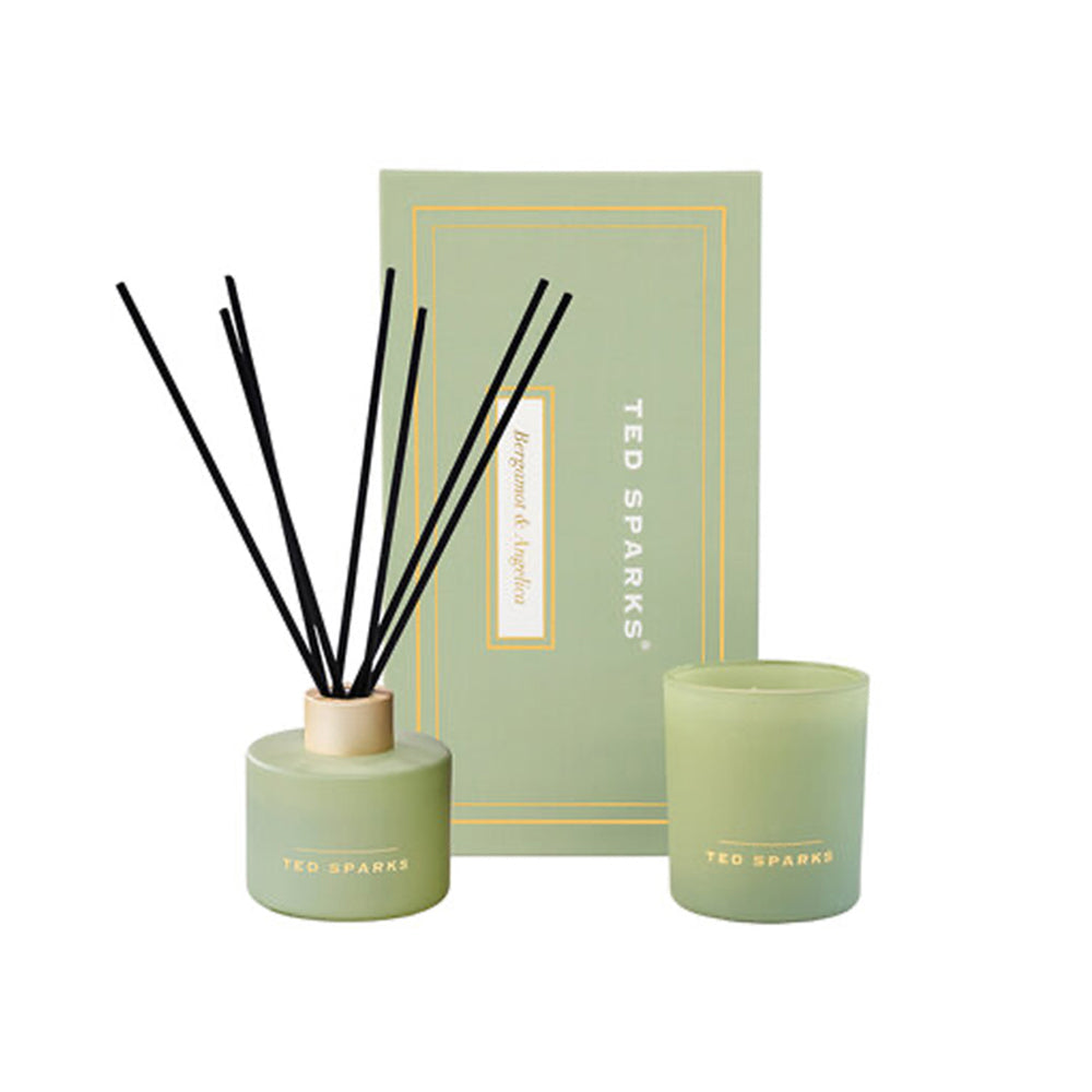 groene giftset van ted sparks in de geur bergamot & Angelica