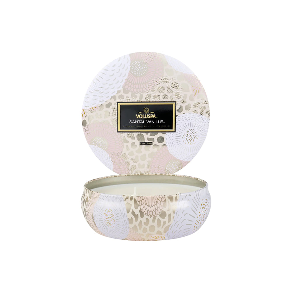 voluspa geurkaars santal vanille groot blikje