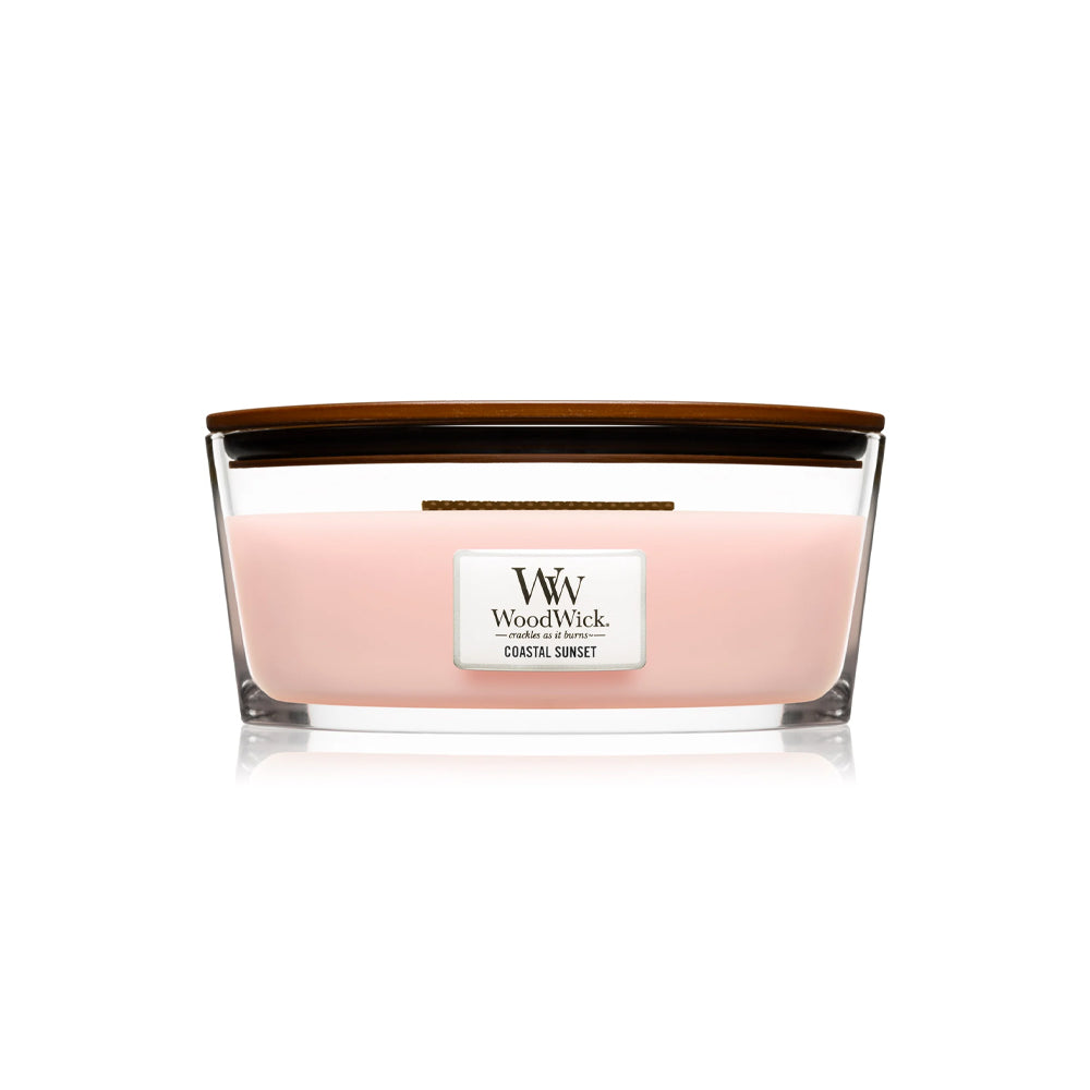 roze woodwick geurkaars ellipse coastal sunset 