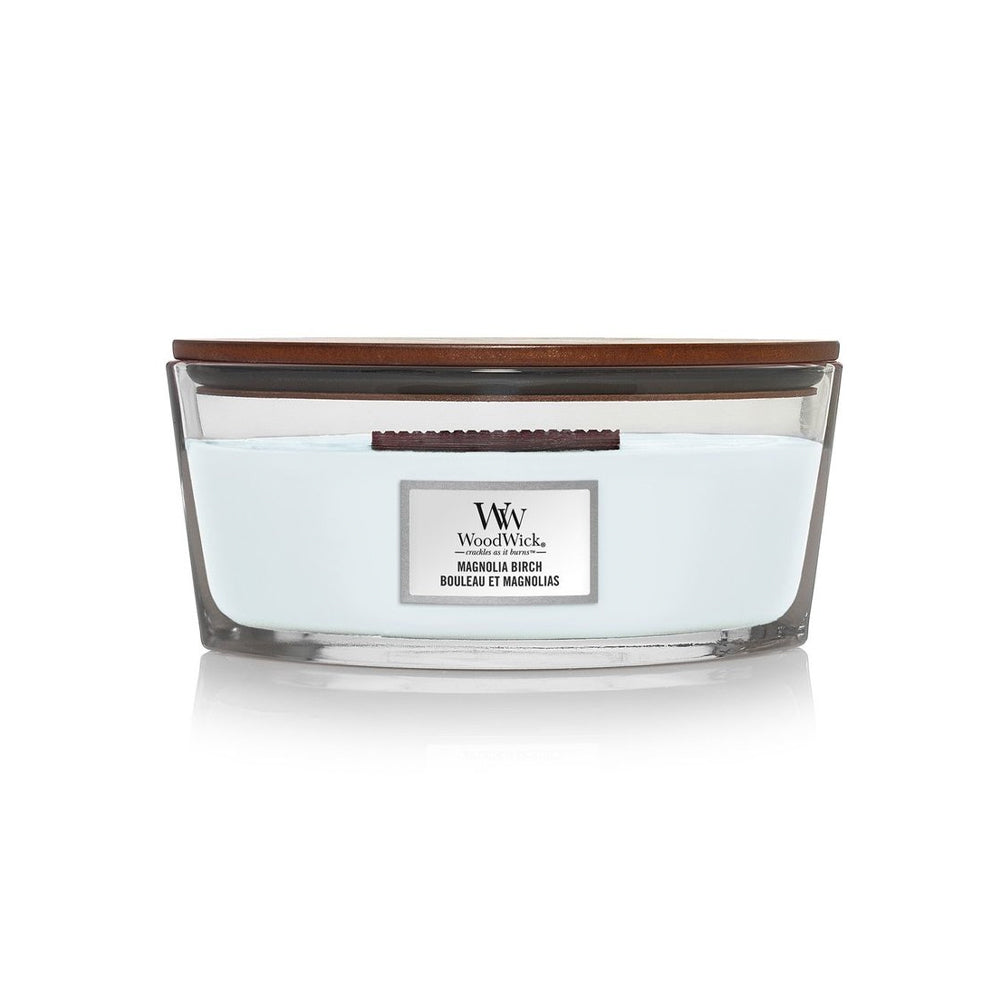 woodwick geurkaars ellipse magnolia birch