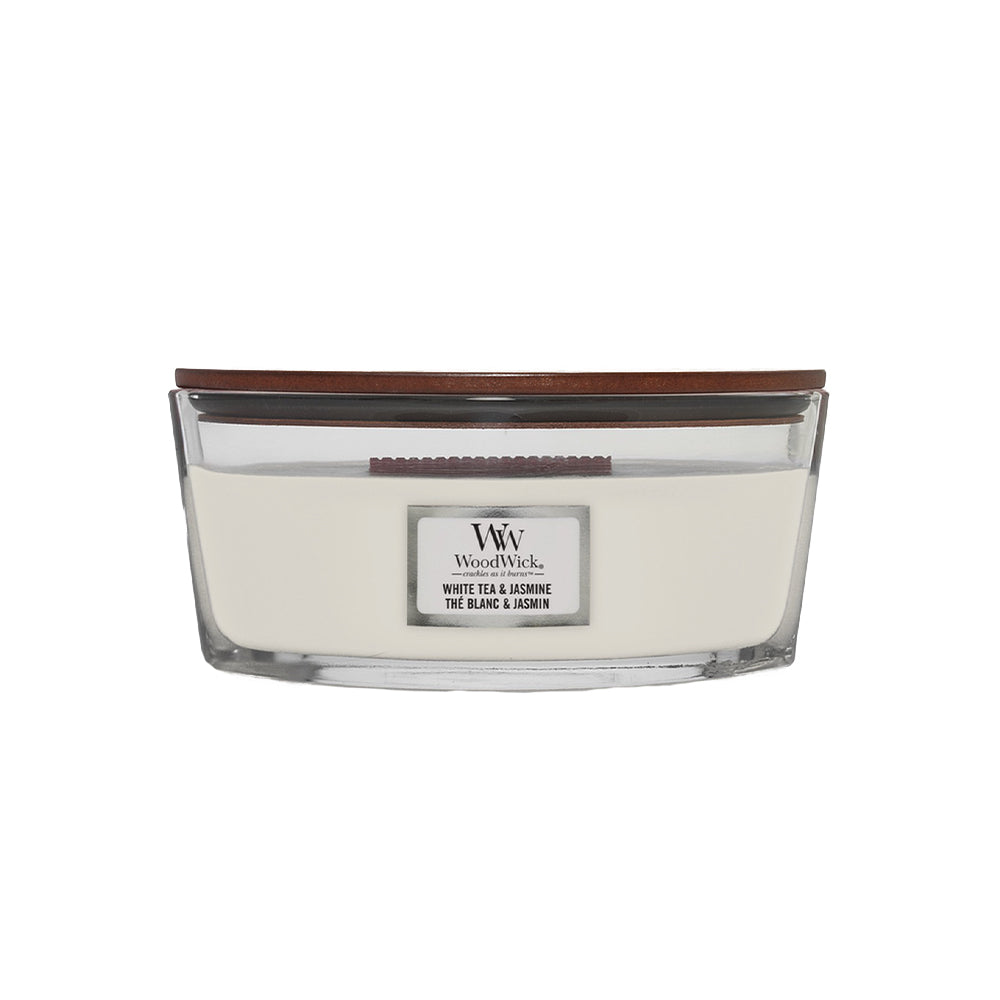 woodwick geurkaars ellipse white tea &amp; jasmine