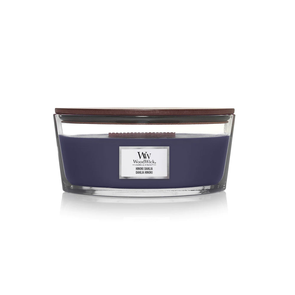 woodwick geurkaars ellipse hinoki dhalia