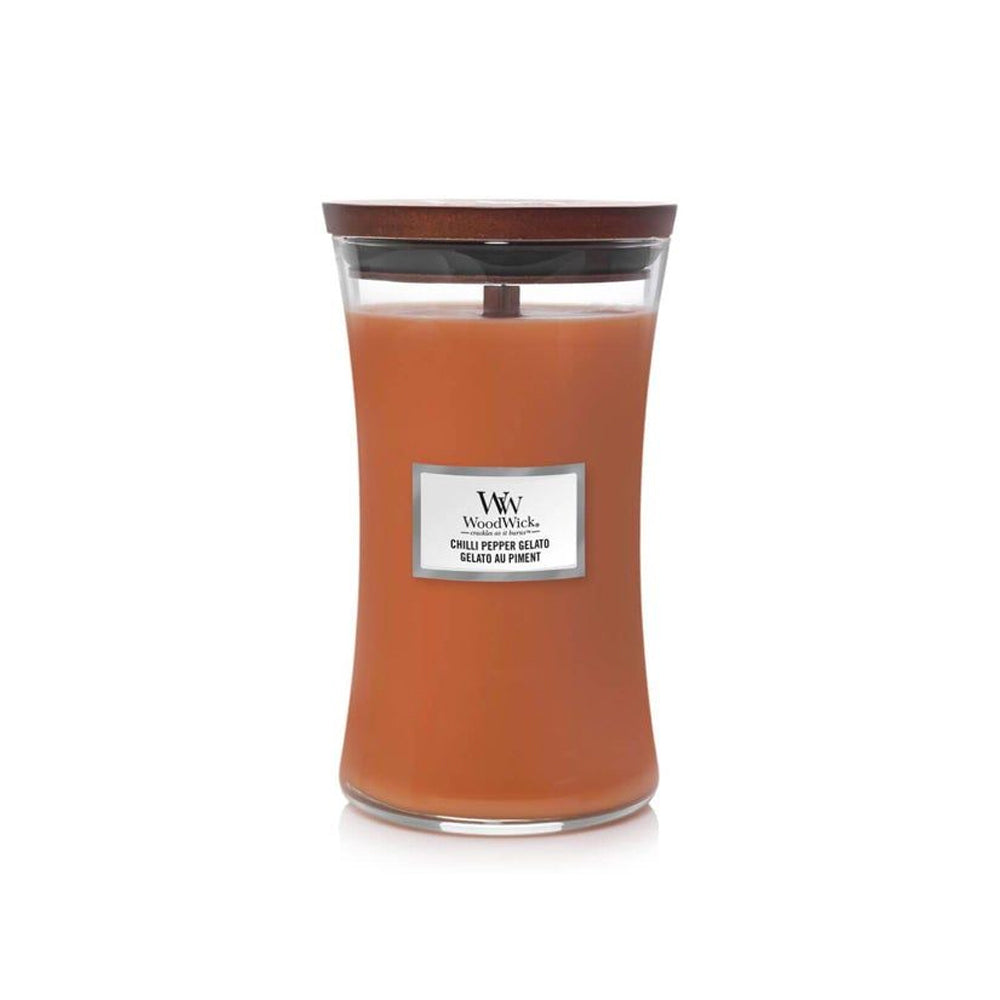 oranje woodwick geurkaars large chilli pepper gelato 