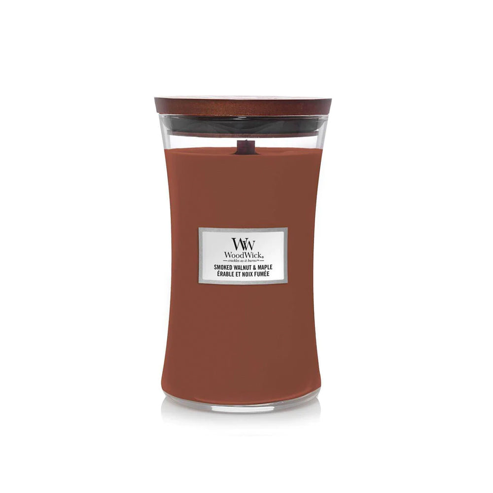 bruine woodwick geurkaars large smoked walnut &amp; maple