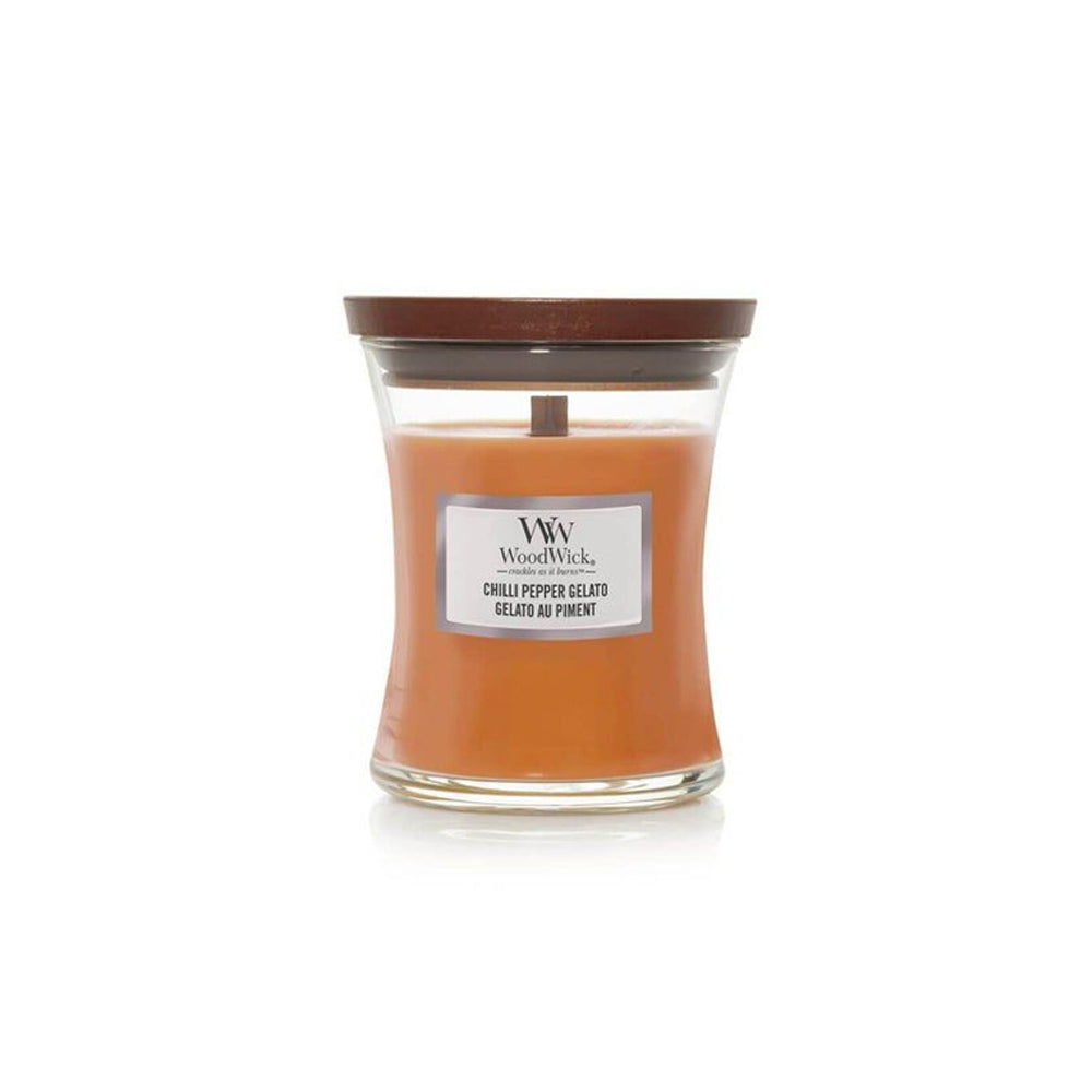 oranje woodwick geurkaars medium chilli pepper gelato 