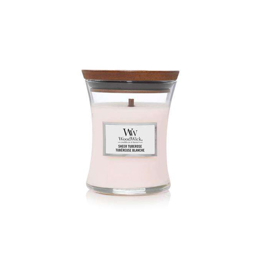 woodwick geurkaars medium sheer tuberose