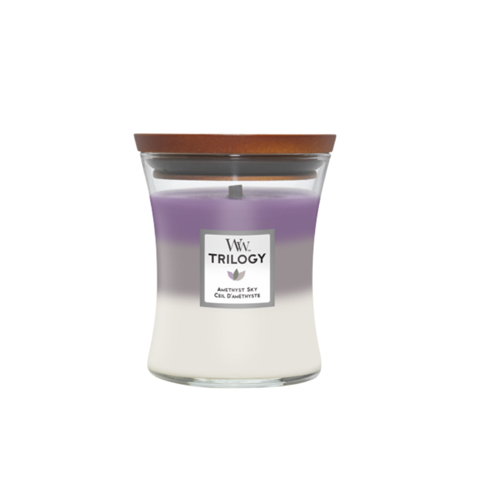 woodwick geurkaars Trilogy medium amethyst sky