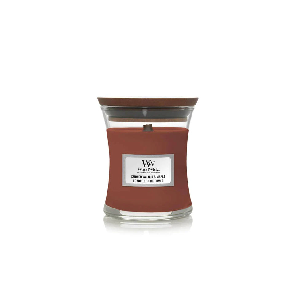 woodwick geurkaars mini smoked walnut